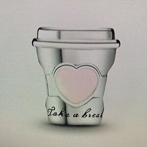 Pandora Silver Coffee Cup Charm with Pink Heart